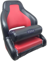 Сиденье модель H52 с откидным валиком черное с красным 184152-9011/3003