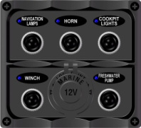 Панель с 5 выключателями и розеткой TS5JS