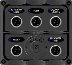 Панель с 5 выключателями и розеткой TS5JS